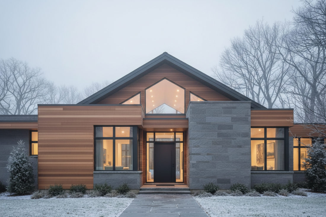 a closed up house in winter
