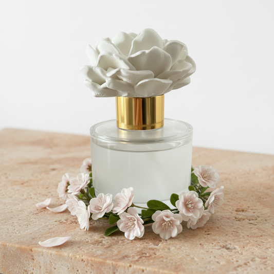 Decorative ceramic peony diffuser by MissMooCo. – Australian-made, consciously formulated home fragrance