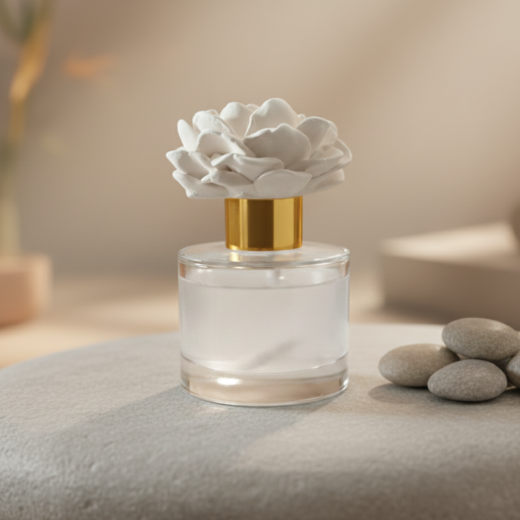 Decorative ceramic peony diffuser by MissMooCo. – Australian-made, consciously formulated home fragrance with soft florals 