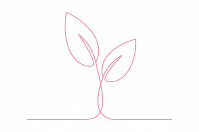 one line image with two leaves and a stem using pastel pink vector image